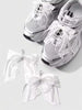 ROMWE Kawaii 2pcs/Set Korean Simple & Delicate White Faux Pearl Beaded Lace Bow Shoe Charm Clips, Fashionable Accessories, Suitable For Women Daily Wear And Gifts