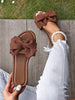 Women's Flat Sandals Summer New Bow Decor Comfortable Minimalist Beach Seaside Casual Vacation Home Versatile Lightweight Soft Sole Plus Size Open Toe Slippers
