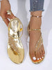 1 Pair Feather & Rhinestone Toe Ring Sandals, Gold/Black Color Options, Detailed Sparkling Leaf Design, Toe Post + Ankle Strap, Flat Comfortable, Ideal For Beach, Vacation And Daily Wear