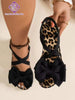 Women's Casual Bowknot Leopard Print Wide Toe Box Flat Sandals Elegant Outdoor Beach Vacation Flat Sandals
