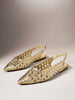SHUZIA Women's Elegant Woven PU Sling-Back Ballet Flats