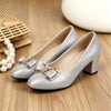 Ladies Mary Jane Butterfly Knot Water Diamond Round Head Thick Heels, Versatile For All Seasons, Suitable For Daily, Dance, Banquet, Commute
